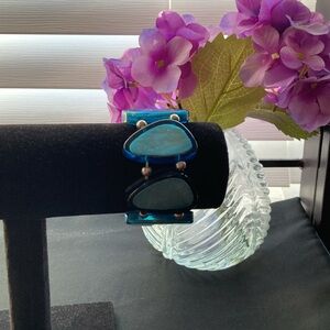 Vintage Turquoise Color Blue Chunky Abstract Style Bracelet